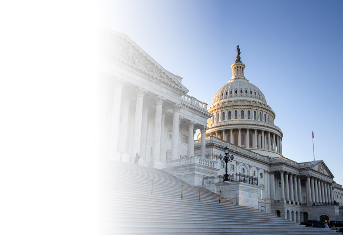 An outside photo of the U.S. Capitol.